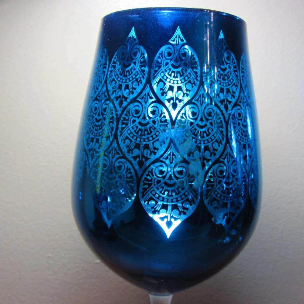 28 oz Z. Gallerie Puccini goblet wine glass peacock blue NWT (W5026)